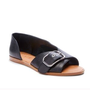 NEW 1 State Black Leather Camdyn Buckle Sandals